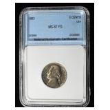 1963 JEFFERSON NICKEL SUPERB GEM BU FS