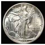 1917 WALKING LIBERTY HALF DOLLAR CH TO GEM BU