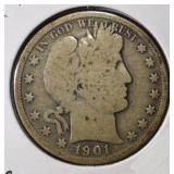 1901-S BARBER HALF DOLLAR VG