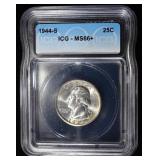 1944-S WASHINGTON QUARTER ICG MS66+