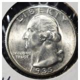 1935-S WASHINGTON QUARTER GEM BU
