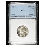 1942-S WASHINGTON QUARTER SUPERB GEM BU