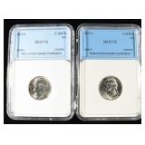 (2) 1973-D JEFFERSON NICKELS SUPERB GEM BU FS