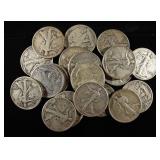 (20) 90% WALKING LIBERTY HALF DOLLARS