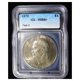 1976 TYPE 2 EISENHOWER DOLLAR ICG MS66+