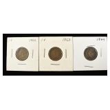 1862 VG, 1863 FINE, 1864 CN FINE INDIAN CENTS