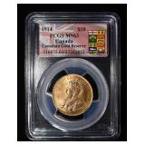 1914 CANADA $10 GOLD PCGS MS-63