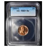 1956-D LINCOLN CENT ICG MS67 RED