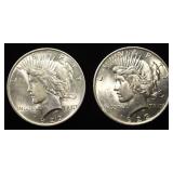 1922 & 1923 PEACE DOLLARS CH BU