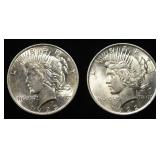 1922 & 1923 PEACE DOLLARS CH BU