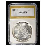 1881-S MORGAN DOLLAR PGA CH/GEM BU