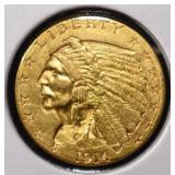 1914-D $2 1/2 GOLD INDIAN CH BU