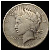 1921 PEACE DOLLAR VF