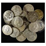 (20) 90% SILVER FRANKLIN HALF DOLLARS