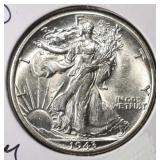 1943-D WALKING LIBERTY HALF DOLLAR GEM BU