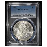 1887 MORGAN DOLLAR PCGS MS64