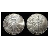 (2) 2002 AMERICAN SILVER EAGLES