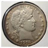 1915-S BARBER HALF DOLLAR AU