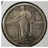 1917 STANDING LIBERTY TYPE 1 QUARTER VF/XF