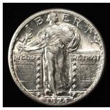 1924-S STANDING LIBERTY QUARTER CH TO GEM BU