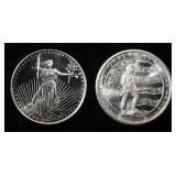 (2)1 OZ .999 SILVER ROUNDS