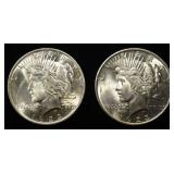 (2) 1923 PEACE DOLLARS CH BU
