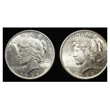 1922 & 1924 PEACE DOLLARS CH BU