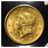 1852 $1 GOLD TYPE 1 CH BU