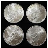(4) 1/2 OZ SUNSHINE MINT .999 SILVER ROUNDS
