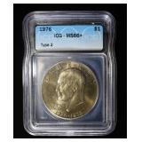 1976 TYPE 2 EISENHOWER DOLLAR ICG MS66+