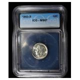 1953-S ROOSEVELT DIME ICG MS67