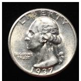 1937-S WASHINGTON QUARTER CH BU