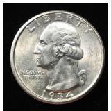 1934-D WASHINGTON QUARTER BU