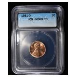 1981-D LINCOLN CENT ICG MS68 RED