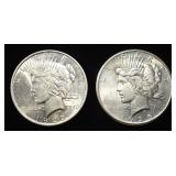 1922 & 1925 PEACE DOLLARS BU