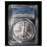 2021 TYPE 1 AMERICAN SILVER EAGLE PCGS MS70