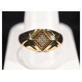 14K YELLOW GOLD DIAMOND CLUSTER RING SIZE 14
