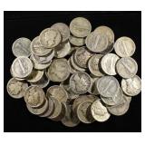 (50) 90% SILVER MERCURY DIMES