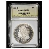 1885-S MORGAN DOLLAR OBCS GEM BU DMPL