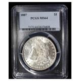 1887 MORGAN DOLLAR PCGS MS64