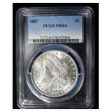 1887 MORGAN DOLLAR PCGS MS64
