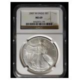 2007-W AMERICAN SILVER EAGLE NGC MS69