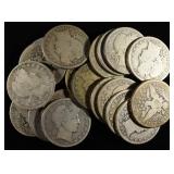 (20) 90% SILVER BARBER HALF DOLLARS