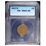 1917-S LINCOLN CENT ICG MS-64 BN