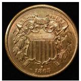 1865 TWO CENT PIECE CH/GEM BU RB