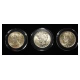 (3) 1922 PEACE DOLLARS CH BU