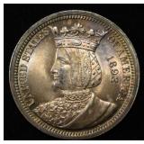1893 ISABELLA COMMEM QUARTER CH BU