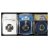 (3) GRADED WASHINGTON GRADE QUARTERS