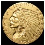 1908-S INDIAN GOLD $5 AU/BU