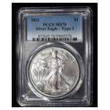 2021 TYPE 1 AMERICAN SILVER EAGLE PCGS MS70